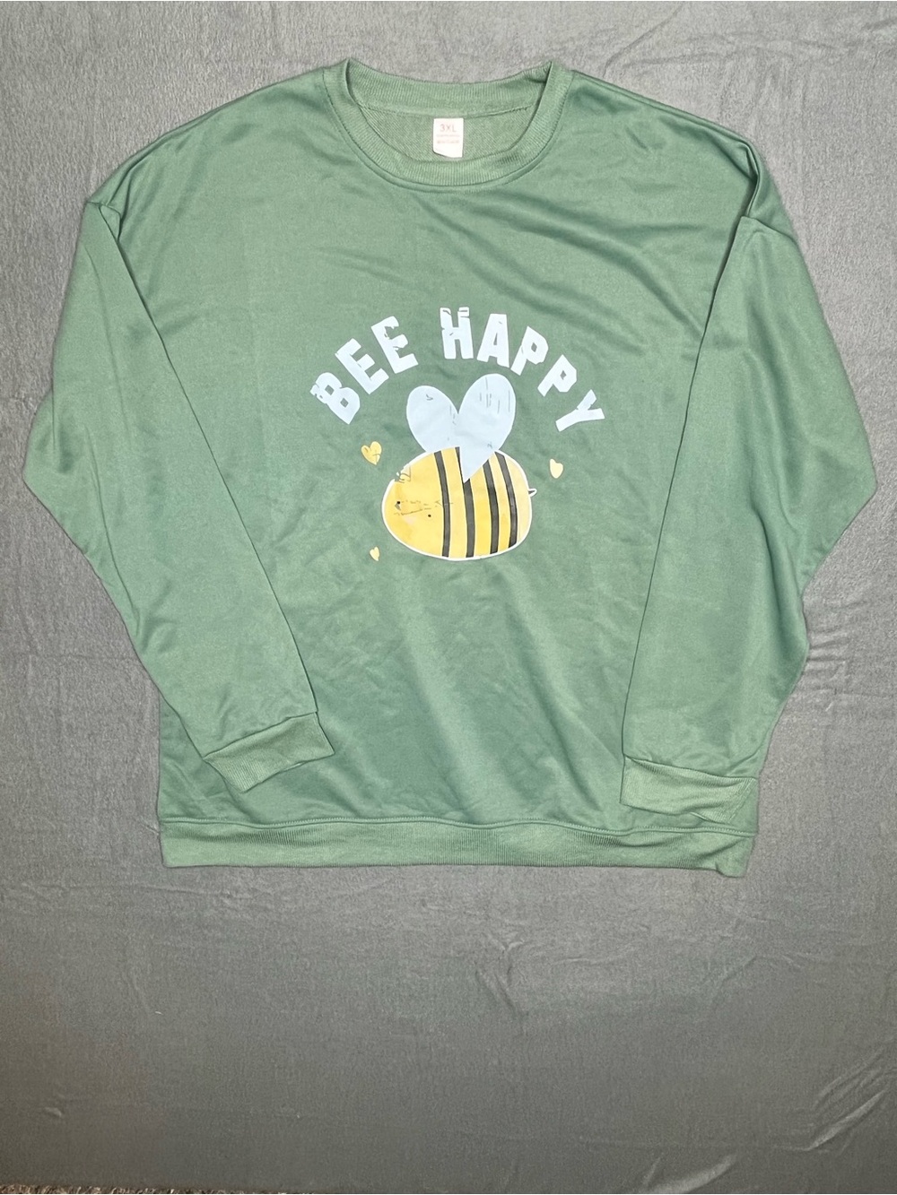 Bee Happy Graphic Sweatshirt - Sage Green‎